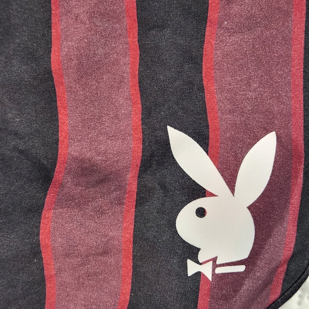 Playboy Swim Trunks by Pacsun Womens Red Black Striped Bunny Logo Tie Closure XL